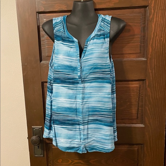 Sonoma Tops - Sonoma Teal and White Striped Tank Top